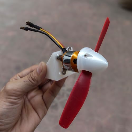 Image of Premium 3D Printed BLDC Motor Mount, Servo horn and Spinner Combo | Compatible with A2212 Brushless Motors | Lightweight 4x4cm L-Bracket Base for DIY RC Planes & Fixed-Wing Aircraft (White)
