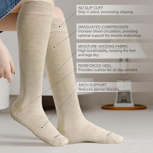 LEVSOX Viscose Made from Bamboo Compression Socks for Pregnant Women 20-30 mmHg Knee High Cute Mens Supports Socks for Travel2