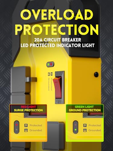 PLUGTUL Protector contra sobretensiones Heavy Duty 20 Amp | Regleta metálica de 1.8 m con 8 tomas, NEMA 5-20P a NEMA 5-15/20R, cable 12/3 AWG, 2040 Joules, montaje industrial en pared, certificado ETL miniatura 3