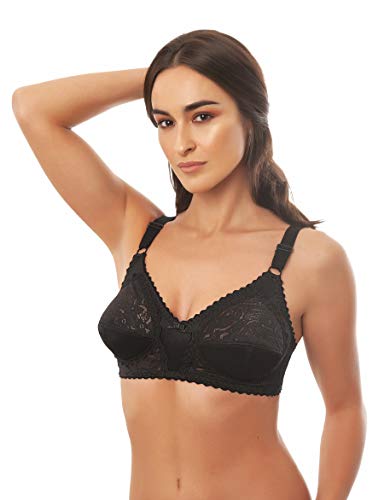 Istintiva Carmen - Soutien-Gorge sans Armatures Haut Soutien avec Dentelle pour Poitrines Fortes - Bonnets Souples légèrement rembourrés - Noir 110C