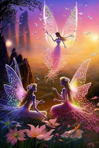 RMSGOZO Garden Dancer Fairy Diamond Painting Kits - Fairy Tale Genie Diamond Painting for Adults, Full Round Gemstone Cross Stitch Kit, for Wall Decor Club Decor Gifts (12 X 12 Inch)