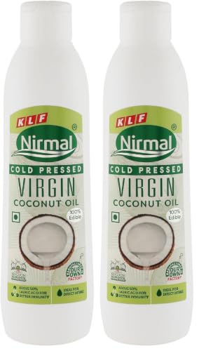 Image of KLF Nirmal Cold Pressed Virgin Coconut Oil, 250 ml, Great for Skin Care & Hair Care | Natural & Edible (Pack of 2)