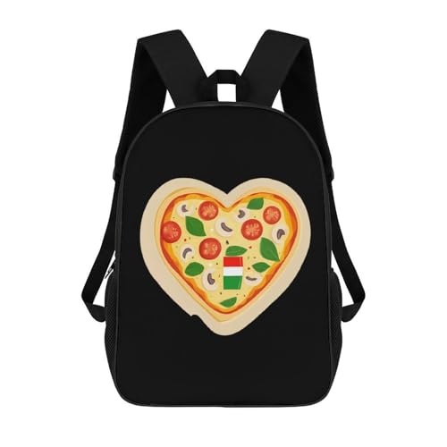I Love Italian Pizza 17 Inch Backpack Classic Travel Daypack with Adjustable Shoulder Straps for Men Women