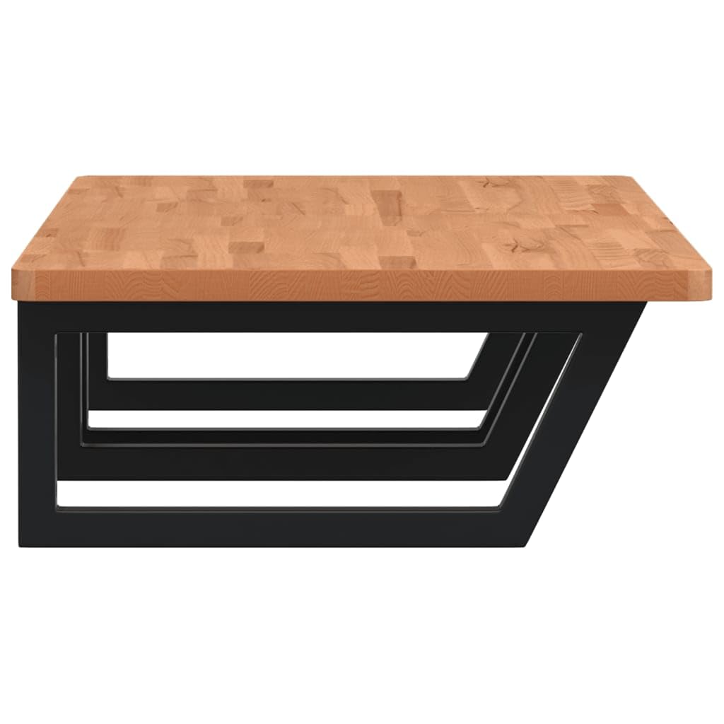 Mensola per lavabo a parete, 115 x 55 cm, in legno massello di faggio e acciaio, colore nero, design moderno, robusta e durevole, salvaspazio, per bagno, ospiti, WC