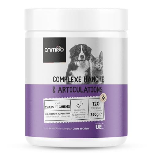 Articulation Chien 120 Friandises pour Chien et Chat avec Glucosamine Chondroïtine MSM Acide Hyaluronique et Curcuma Complexe Hanche et Articulation, Toutes...