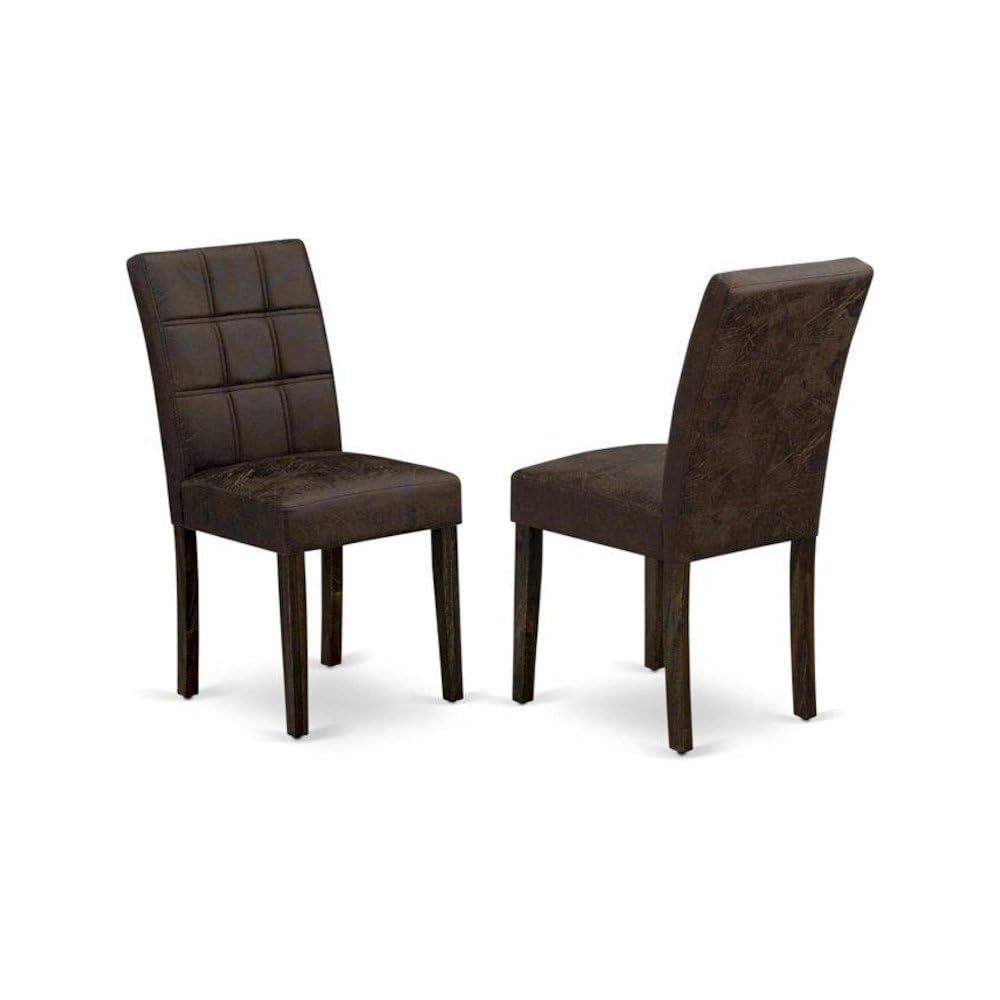 Wooden Parsons Dining Chair with Jacobean-Finish Frame by Furnifact – Wood, Brown, Pack of 2