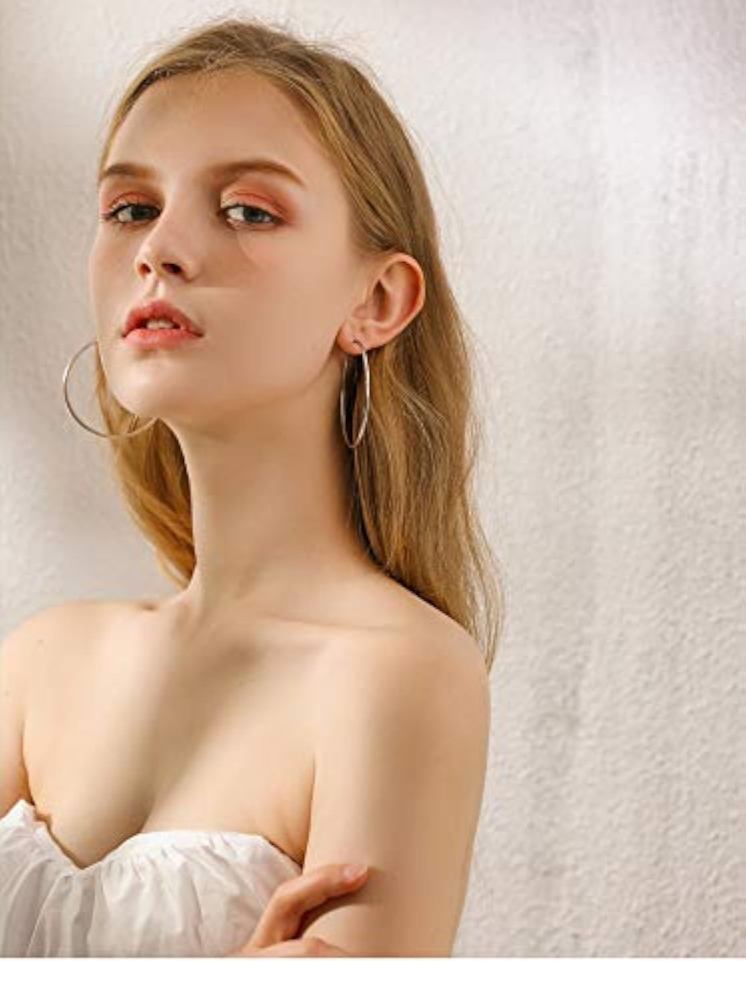 Women's Clip On Big Extra Large Fake Round Hoop Earrings