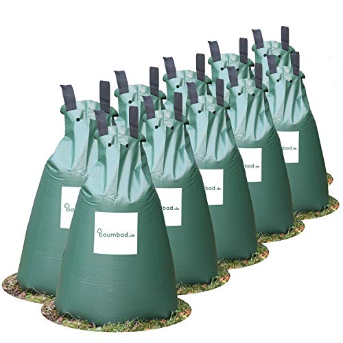 Preisvergleich Produktbild Baumbad / 10 Baumbeutel Bewässerungsbeutel für Bäume zur langzeit Bewässerungssystem / Robuster 75 Liter Wassersack / Bewässerungssack, aus UV beständigem PVC, Planzunterstützung für heiße Sommer