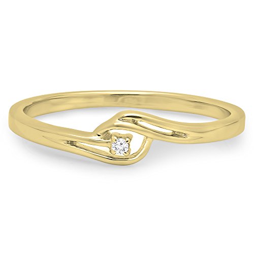 Dazzlingrock Collection 0.0tw 10K Solid Gold Round Cut Diamond Womens Bridal Bypass Solitaire Promise Ring3
