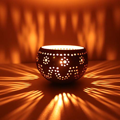 Qtmy 2 Pack Votive Candle Holders,Handmade Coconut Shell Candle Holder For Tealight Small Pillar,Rustic,Wooden Style #TOP4