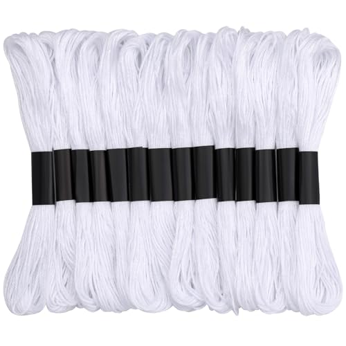 14 Skeins White Embroidery Floss White Embroidery Thread Friendship Bracelet String Cross Stitch for DIY Making Embroidery Crafts