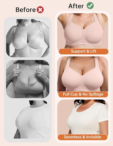 Image of Vertvie Jelly Bras for Women No Underwire Minimizer Support | Plus Size Older Lift, Full Coverage & Smoothing Back, Push Up, Separation & Supportive, Soft Comfy Seamless Wireless Bralette