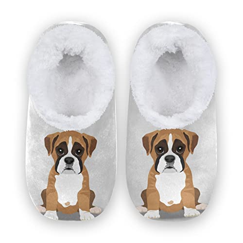 Boxer Terrier Puppy Home Slippers Dog Spa Travel House Slipper Soft Memory Foam Slipper Non Slip for Women Men Hotel Bedroom Shoes Slippers M