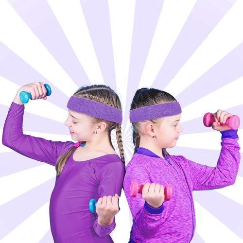 Image of Bememo 36 Pcs Neon Sweatbands Set for Kids 12 Headbands 24 Wristbands Bulk Sports Sweat Bands Athletic for Children Basketball Tennis Running Gym Student Gifts Glow Party