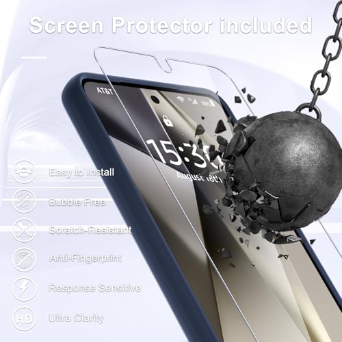 Image of for Samsung Galaxy S25 Edge Case, Matte Magnetic Phone Case with 1 Screen Protector, Support for Magsafe, Translucent Frosted Shockproof Protective Cover for Samsung Galaxy S25 Edge, Navy Blue