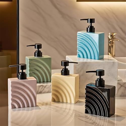 Distributeur de savon en céramique bleue chic pour hôtel et maison