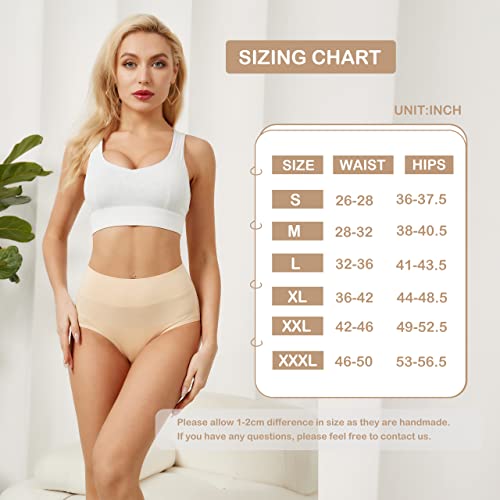 Serisimple Bamboo Women Luxury Underwear Silky Comfy Ultra Soft Briefs Breathable Stretch High&Mid Waist Panties 4 Pack (L, High-Skin) #TOP4