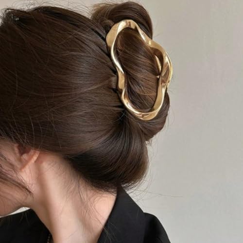 Pinza metálica grande para cabello, diseño nube dorada miniatura 2
