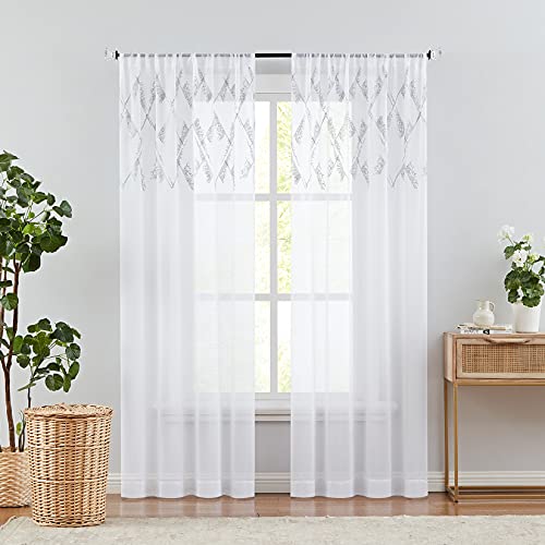 Qiteri Curtain Rod For Windows 48 To 86 Inch, 3/4" Diameter Window Treatment Single Rod Set With Acrylic Diamond Finials,Nickel, 2 Pack (Black, 48-86"| 2 Pack) #TOP1