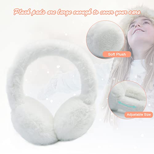 Poximi Baby Warm Earmuffs Kid Magic Gloves Girl Soft Plush Ear Muffs Toddler Knit Mittens For Boy Winter Ear Warmer Set (R-White Set) #TOP1