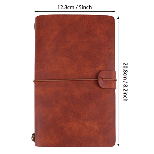 Hztyyier Classic Travel Notebook PU Leather Personalized Journal Diary Refillable Notepad for Men Women 5 Colors Optional(Brown) - Image 2