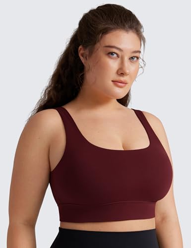 Image of CRZ YOGA Butterluxe U Back Sports Bras | Light Support, Removable Pads, Yoga, Extremely Soft, Longline, Scoop Neck, Wide Straps, for Women