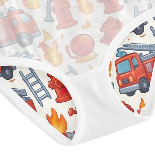Joisal Personalized Toddlers Underwear Floral 2t Cotton Panties Little Girl Cute Cartoon Fire Trucks Red Briefs Underpants 5