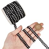 CABODYALS Ruban tressé noir et argenté de 25 m x 8 mm - Bordure en dentelle tressée en zigzag pour couture, emballage cadeau, bricolage, décoration et loisirs créatifs