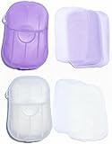100 hojas de jabón portátiles, mini hojas de papel de jabón portátiles desechables solubles en agua para lavar las manos, jabón de papel perfumado, camping, senderismo y champú para exteriores (blanco