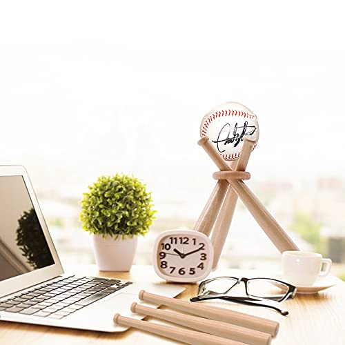 Wooden Baseball Stand Display Holder, 4Pcs Baseball Stand With Mini Baseball Bats And Wooden Circles, Wooden Bat Baseball Stand Wooden Base Ball Stand #TOP6