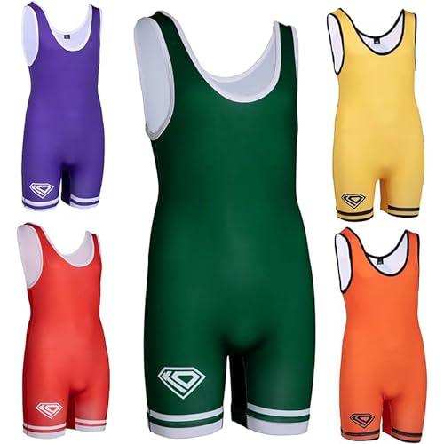 Unisex Wrestling Singlets for Kids, Bold Solid School Colors for Boys & Girls, Youth Size XXS-L
