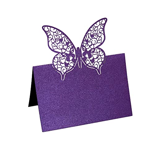 Marque-places évidés haut de gamme violets pour art de la table de mariage
