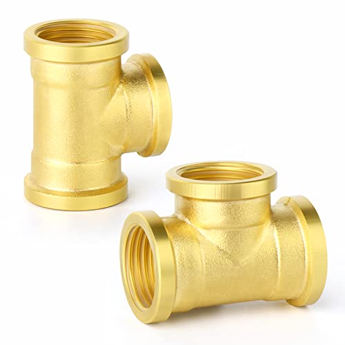 ERGAOBOY 2 Stück 1/2" BSP Messing Innengewinde 3 Wege T Rohrverbinder, passend für Rohranschluss Cover