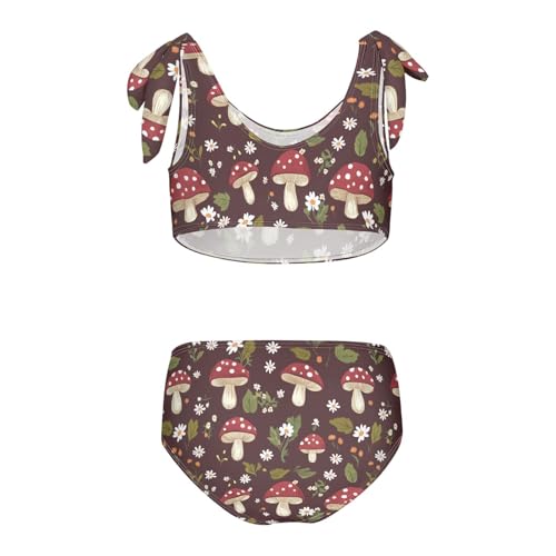 Wusikd Mushrooms Daisies Girls Swimsuits Two Piece Green Swimwear Bikini Set for for Girls Size 3T2