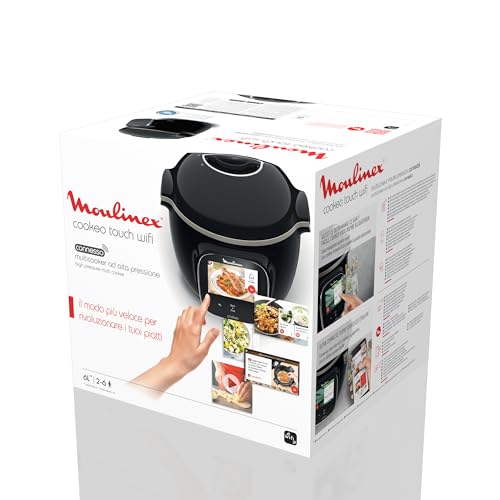 Moulinex Cookeo Touch Wifi Multicuiseur intelligent, Cuve 6 L, Haute pression, Guide pas à pas, 250 recettes intégrées, Application Moulinex CE902800, Noir