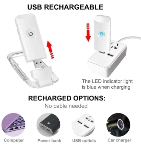 Luz De Leitura De Livro, Luz Noturna, recarregável por USB, branco quente, brilho ajustável para pro