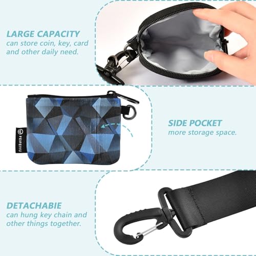Blue Irregular Abstract Women's Card Cases Change Holder Compact Size Zipper Wristlet Wallet with Zipper Coin Pocket for Woman 2 Packs de Mujer para tarjetas3