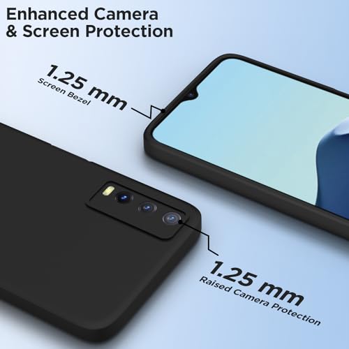 Image of Outlouders Back Cover for Vivo Y12s / Y20 / Y20i / Y20G | Camera Protection | Durable Soft Matte Silicone Bumper Case (Black)