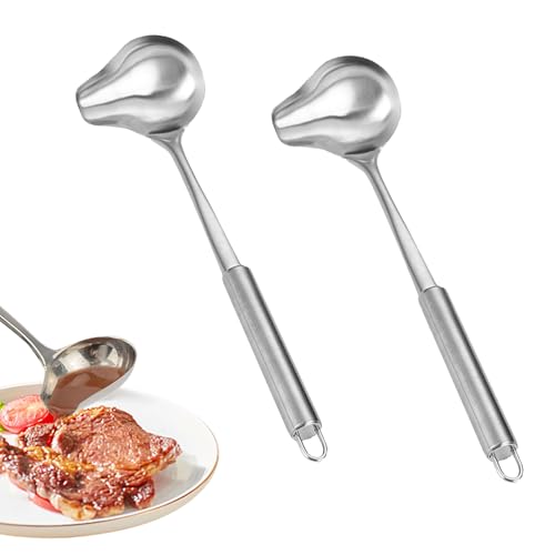 2 Stück Soßenkelle,Edelstahl Suppenkelle,Suppenkelle Mit Ausgießer,Saucenkelle,30.2cm Soßenlöffel Mit Ausgießer,Klein Für Suppensoßen,Bratensoßen,Dressings,Küche, Ochwerkzeug