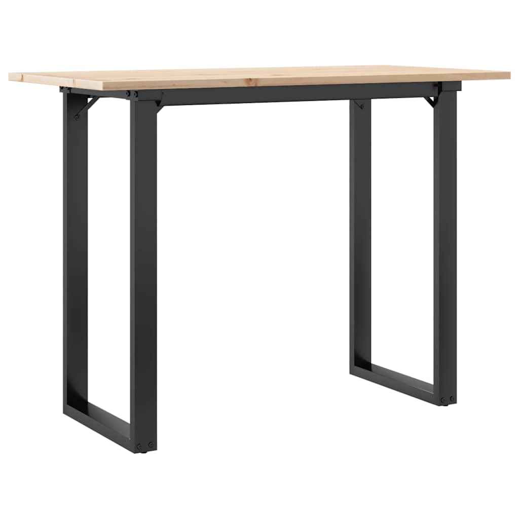 Tavolo da Pranzo in Legno Massello Pino e Acciaio 100x50 cm | Tavolo industrial per cucina e soggiorno con piano in legno naturale rustico e stabile struttura in acciaio a O.