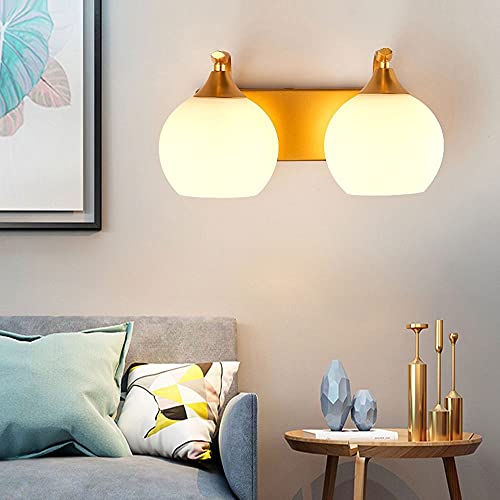 Aplique de pared moderno con pantalla de vidrio blanco para iluminar el espejo del baño 3
