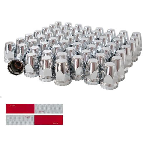 60Pcs Semi Trucks Lug Nut Covers Chrome 33mm Lug Nut Covers ABS Plastic Anti-Rust Push-on Wheel Nut Caps Truck Nut Caps for Semi Trucks Trailer