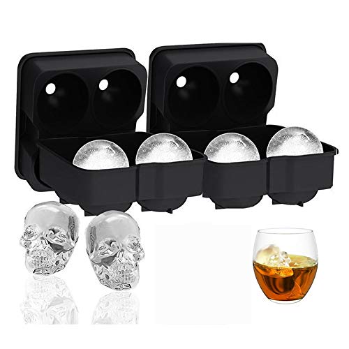 Lnkey 3D Calavera Cubito de Hielo?2 Juegos de Silicona cráneo Cubo de Hielo del Molde, Barra de cócteles de Whisky de Hielo de Hielo