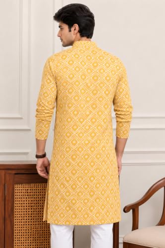 Image of FOXDX Men's Traditional Cotton Floral Printed Only Kurta