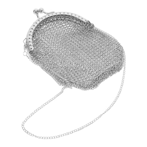 Porte-monnaie vintage en maille argenté acier inoxydable rétro