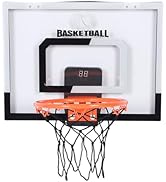 Kids Foldable Basketball Hoop, Transparent Backboard, Wall Mounted Indoor Score Basketball Stand,...