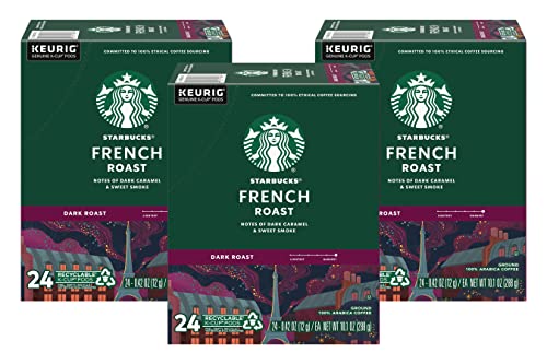 Image of Starbucks French Roast Dark Coffee, 72 K-Cups, (3 Pack of 24 k-cups)