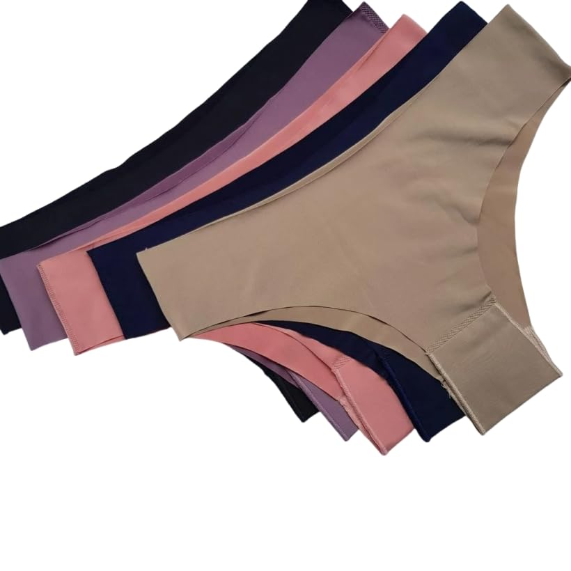 Kit 5 Tanga Laser Sem Costura Lingerie Charme (BR, Alfa, M, Regular, KIT BEGE)