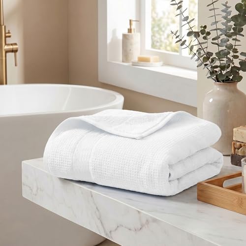 Image of MYTRIDENT Towels for Bath, Finesse Fashion Premium Towel Collection, 100% Cotton Towel, 1 Bath Towel for Men /Women, Highly Absorbent Towels for Bath, 600 GSM, White
