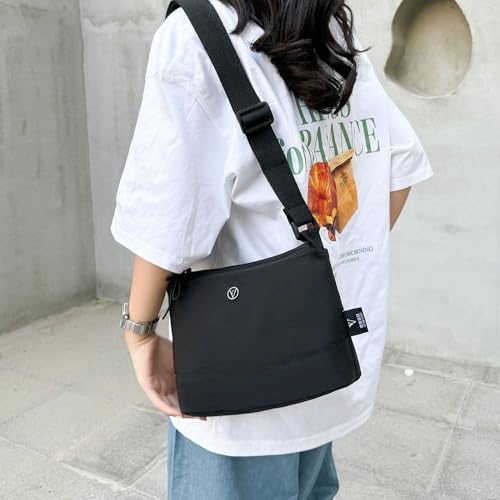 Shoulder Bag Solid Color Crossbody Bags Trendy Portable Handbag(Black)4